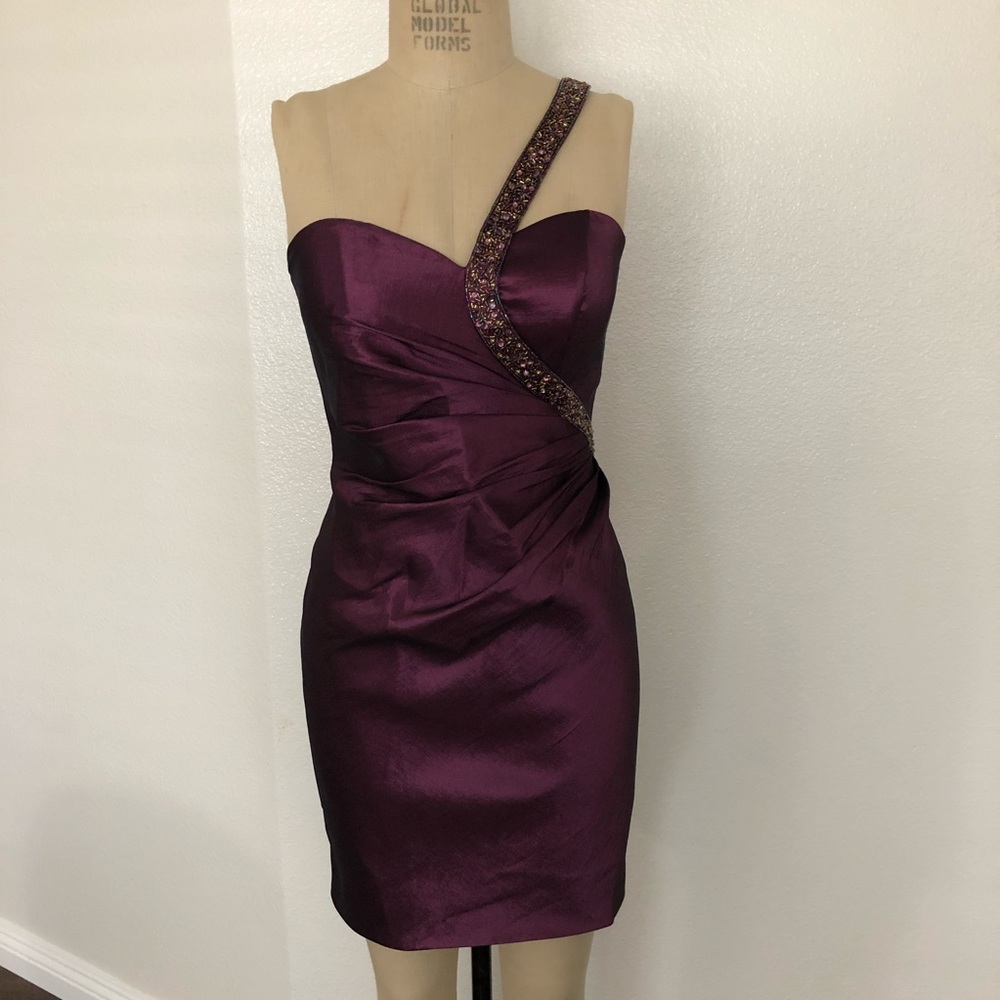 Beaded Sateen Cocktail Dress